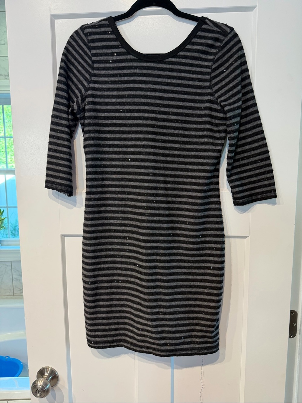 Express Black and Gray Striped Mini Dress